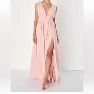 Lulu’s Heavenly Hues Blush Maxi Dress Medium
